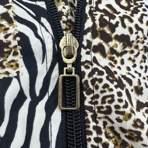 Koret Sport Bomber Jacket Women’s Medium Animal Print Leopard Zebra Track Zip - Picture 2 of 10